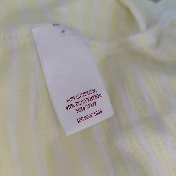 SO Sleeveless T-Shirt Blouse Shirt ~ Sz L ~ Yellow & White - Picture 4 of 4